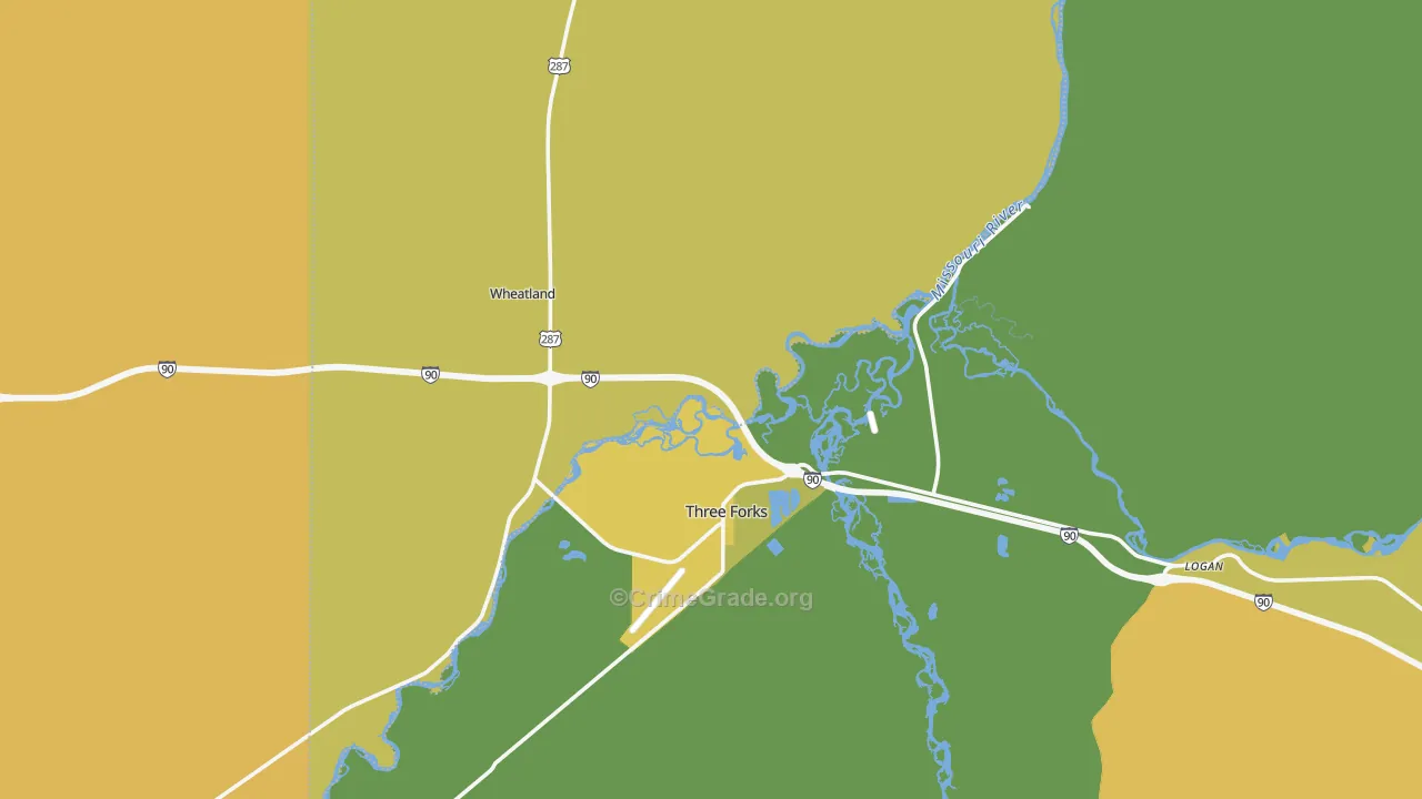 Three Forks, MT Map of Vandalism Rates