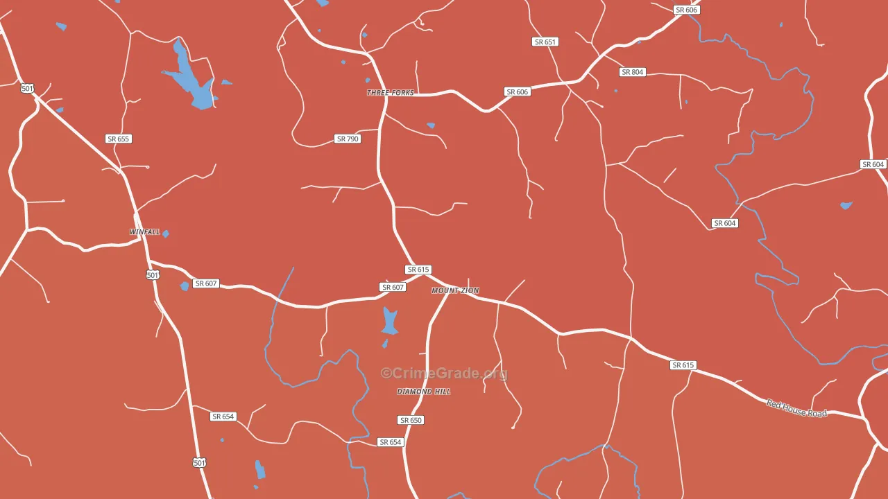 Three Forks, VA Map of Vandalism Rates