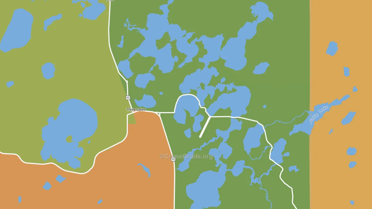 Three Lakes, WI Map of Vandalism Rates