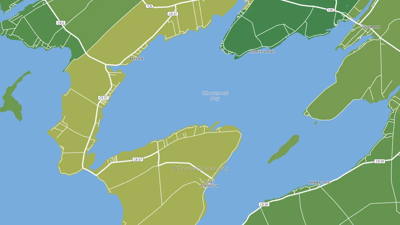 Three Mile Bay, NY Map of Vandalism Rates