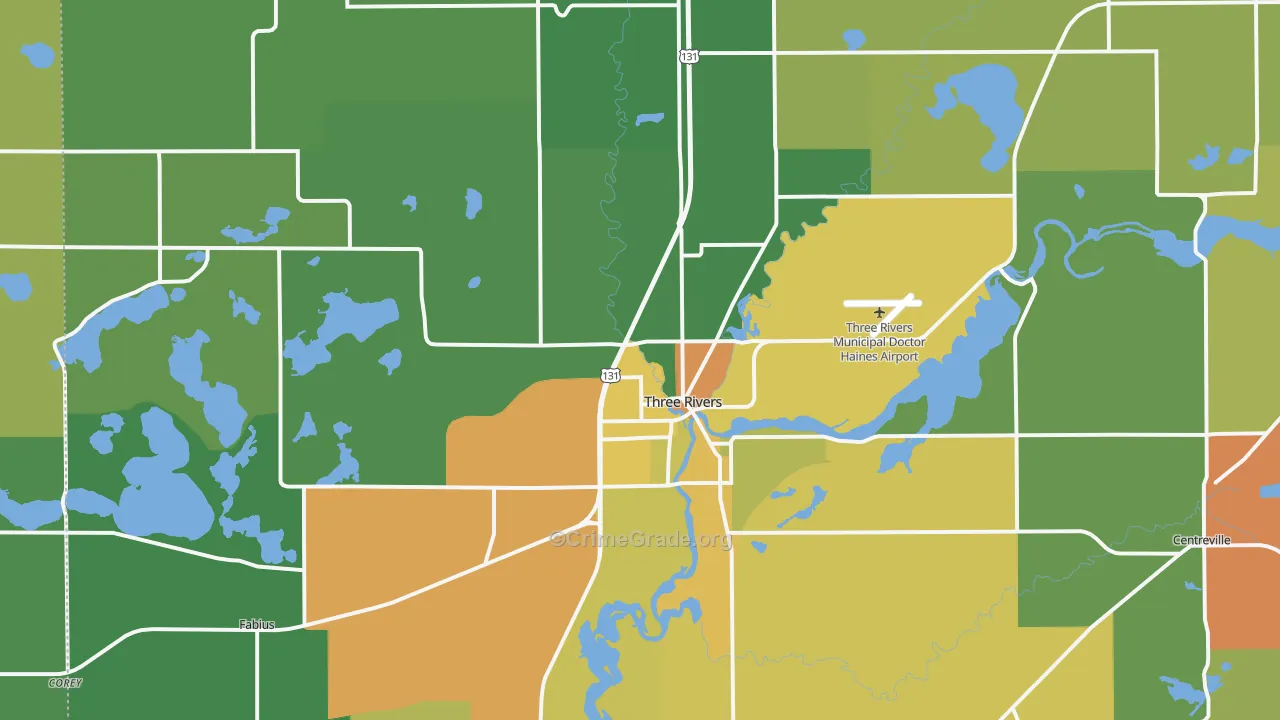 Three Rivers, MI Map of Vandalism Rates