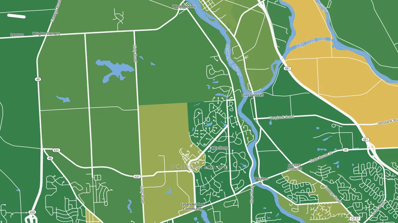 Three Rivers, NY Map of Vandalism Rates
