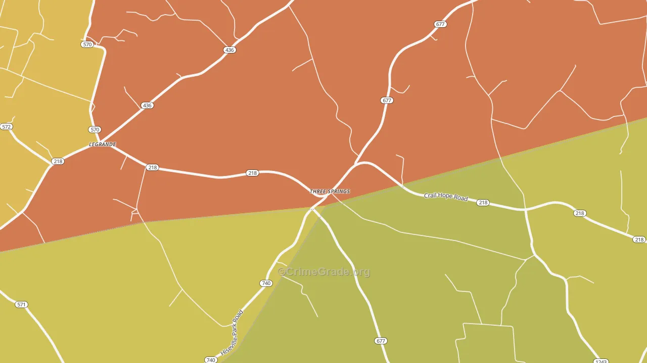Three Springs, KY Map of Vandalism Rates