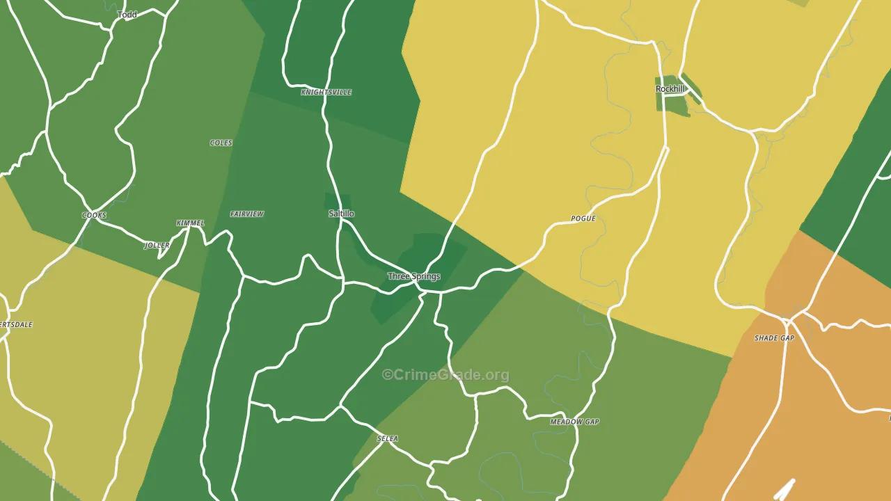 Three Springs, PA Map of Vandalism Rates