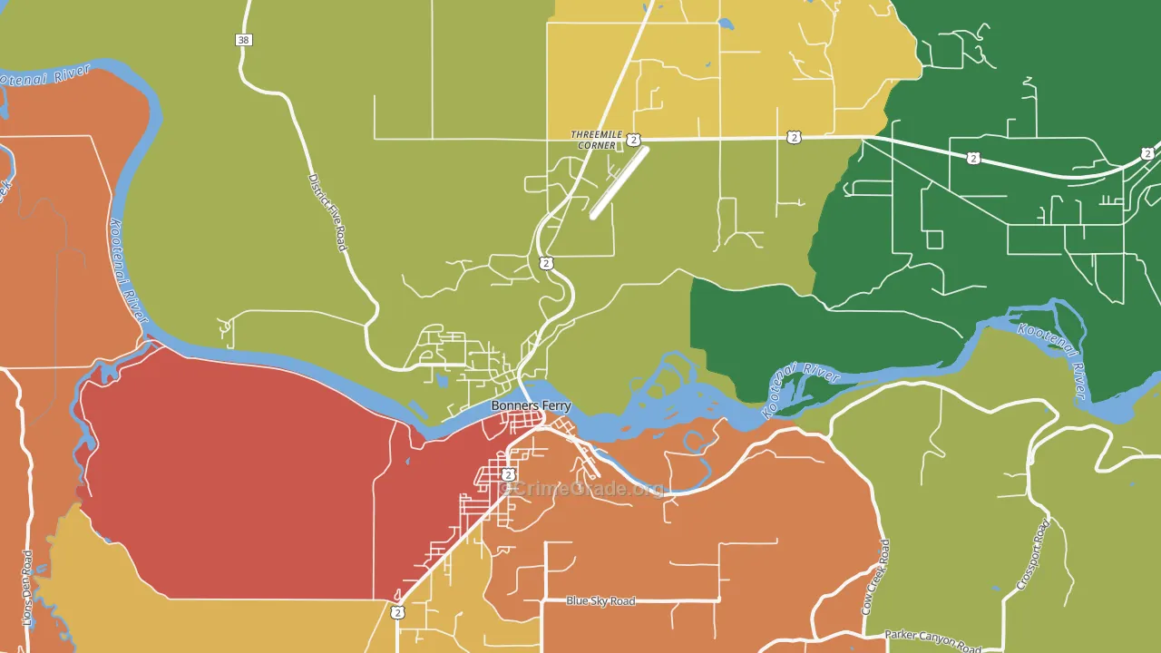 Threemile Corner, ID Map of Vandalism Rates