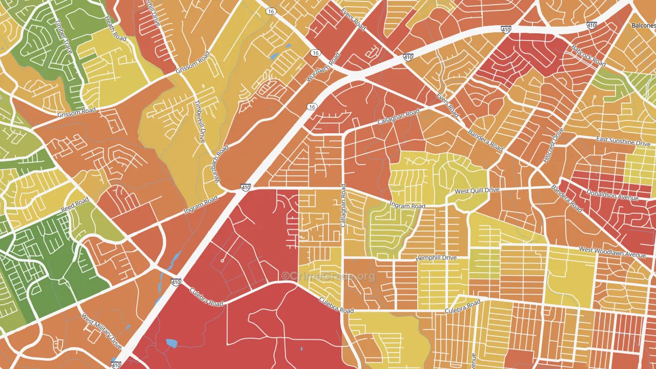 Thunderbird Hills, San Antonio, TX Map of Vandalism Rates