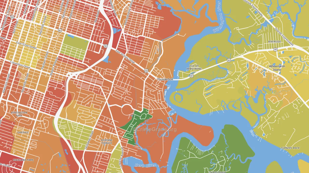 Thunderbolt, GA Map of Vandalism Rates
