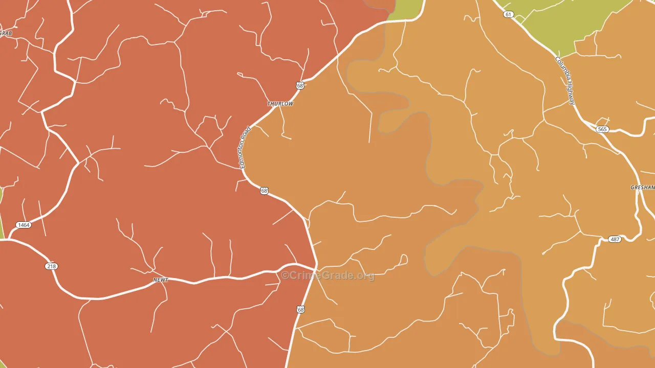Thurlow, KY Map of Vandalism Rates