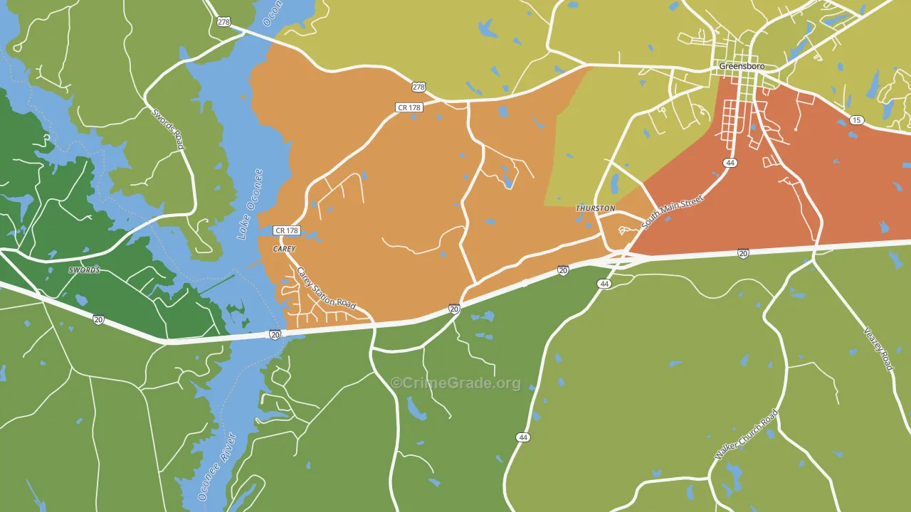 Thurston, GA Map of Vandalism Rates