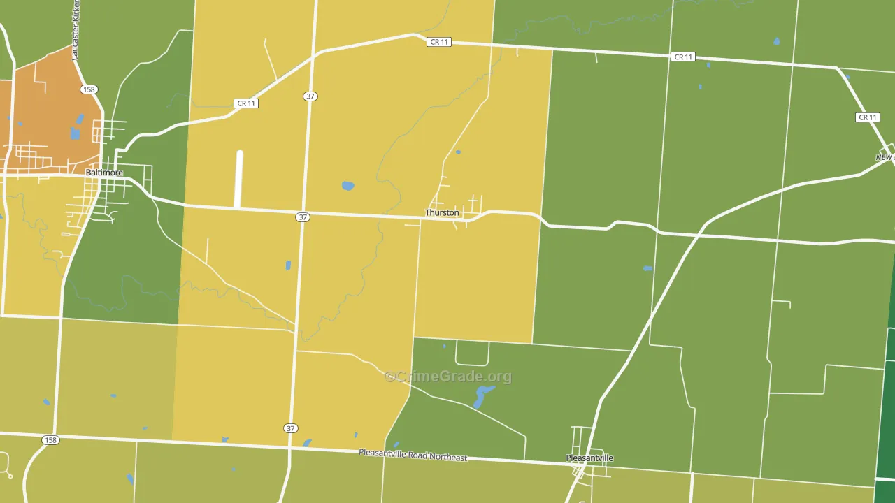 Thurston, OH Map of Vandalism Rates