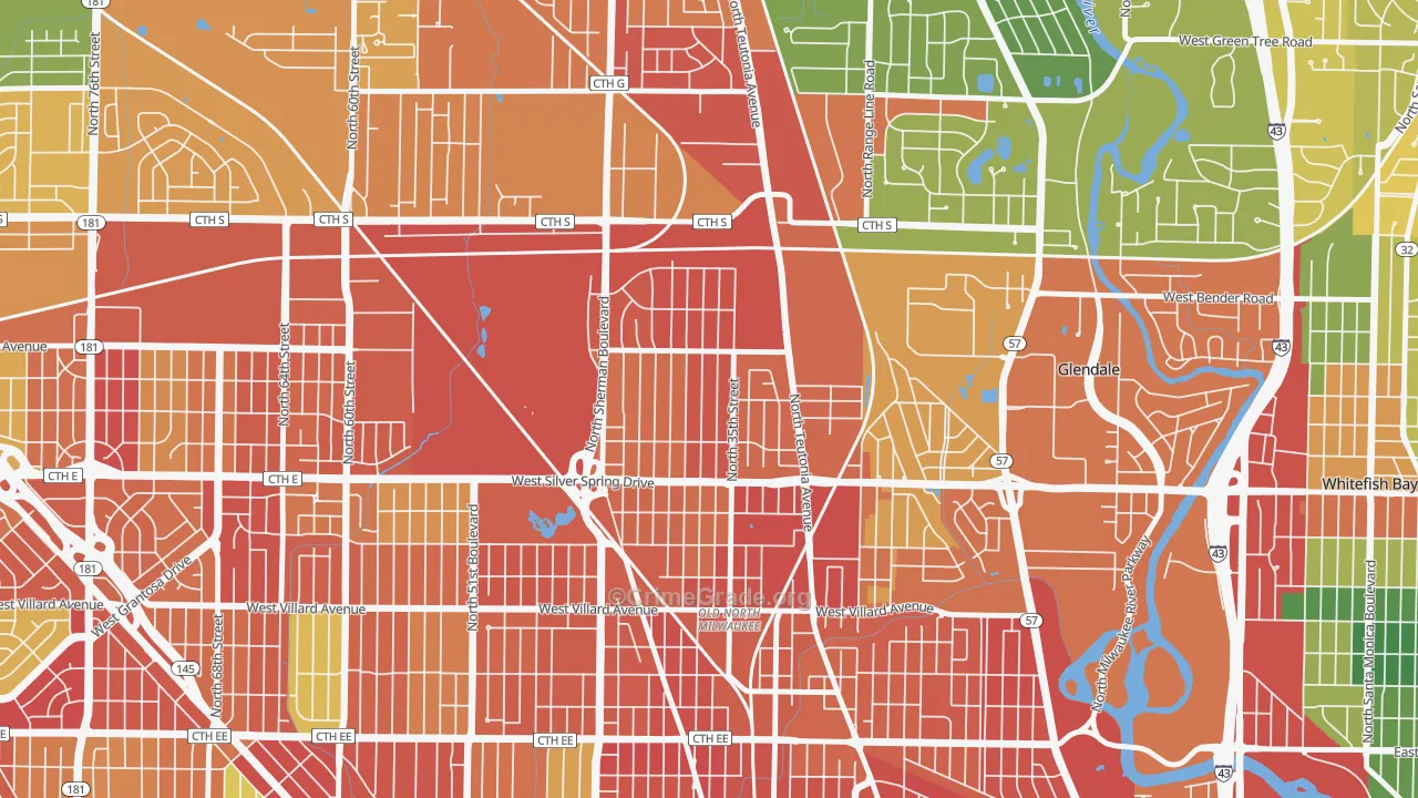 Thurston Woods, Milwaukee, WI Map of Vandalism Rates
