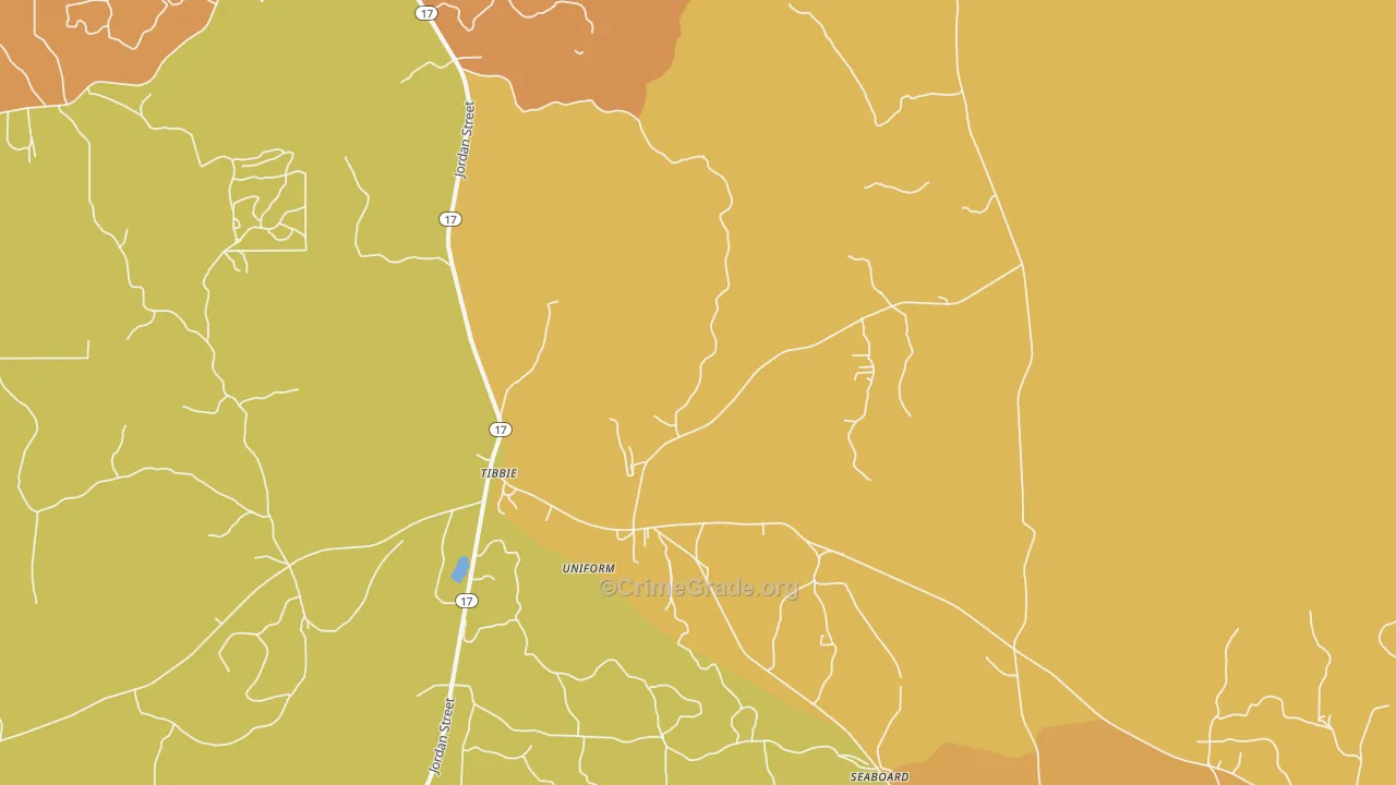 Tibbie, AL Map of Vandalism Rates
