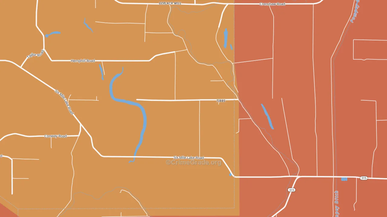 Tibbs, MS Map of Vandalism Rates