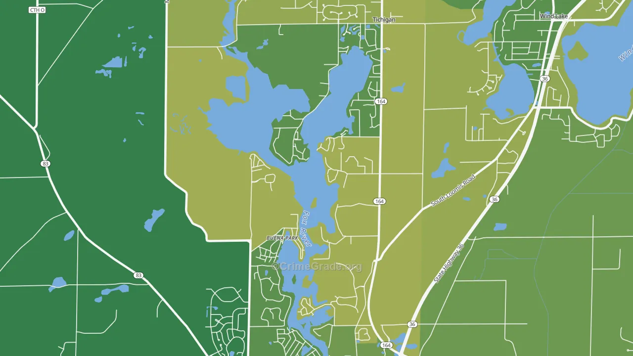 Tichigan, WI Map of Vandalism Rates