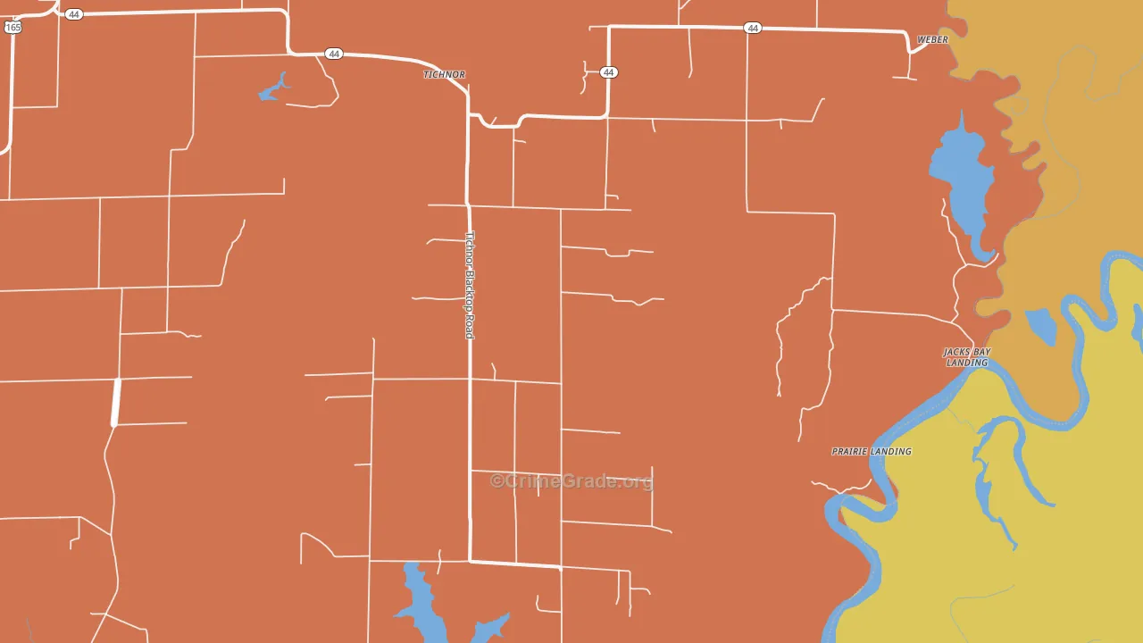 Tichnor, AR Map of Vandalism Rates