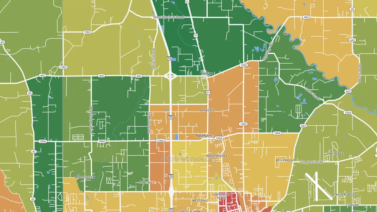 Tickfaw, LA Map of Vandalism Rates