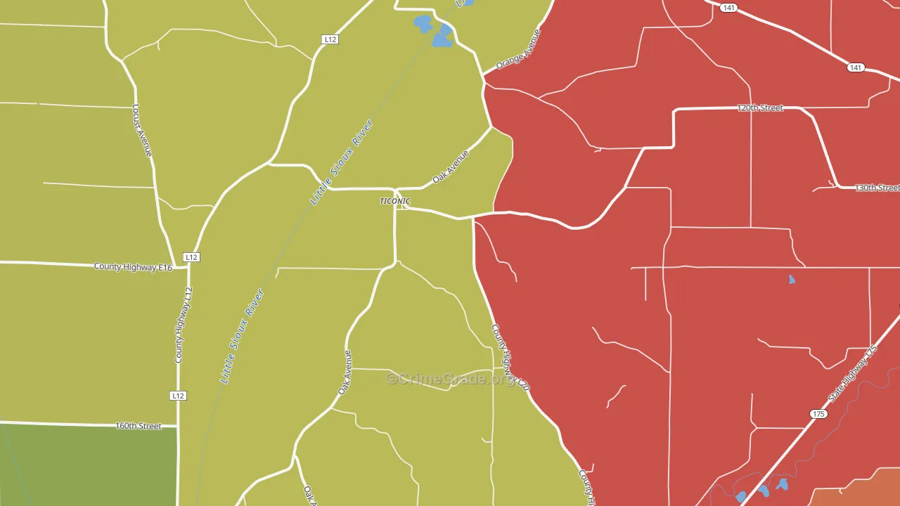 Ticonic, IA Map of Vandalism Rates