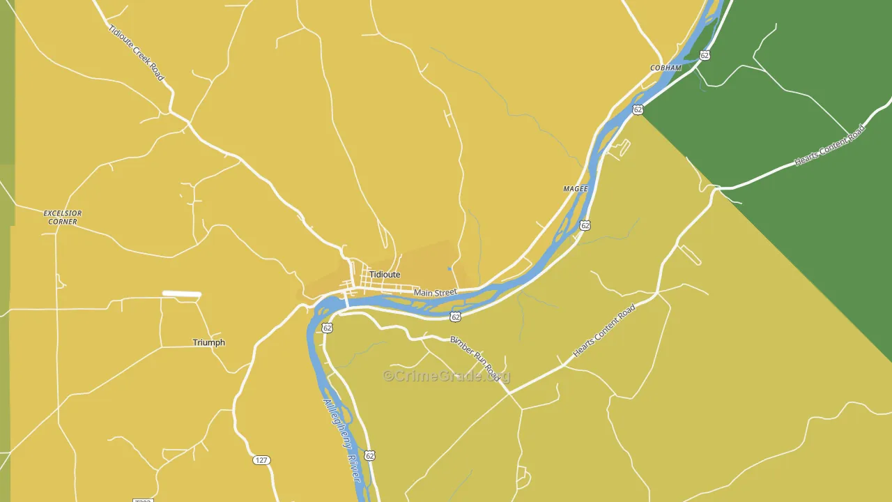 Tidioute, PA Map of Vandalism Rates