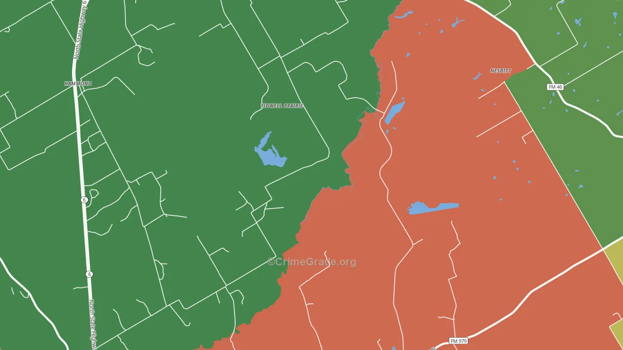 Tidwell Prairie, TX Map of Vandalism Rates
