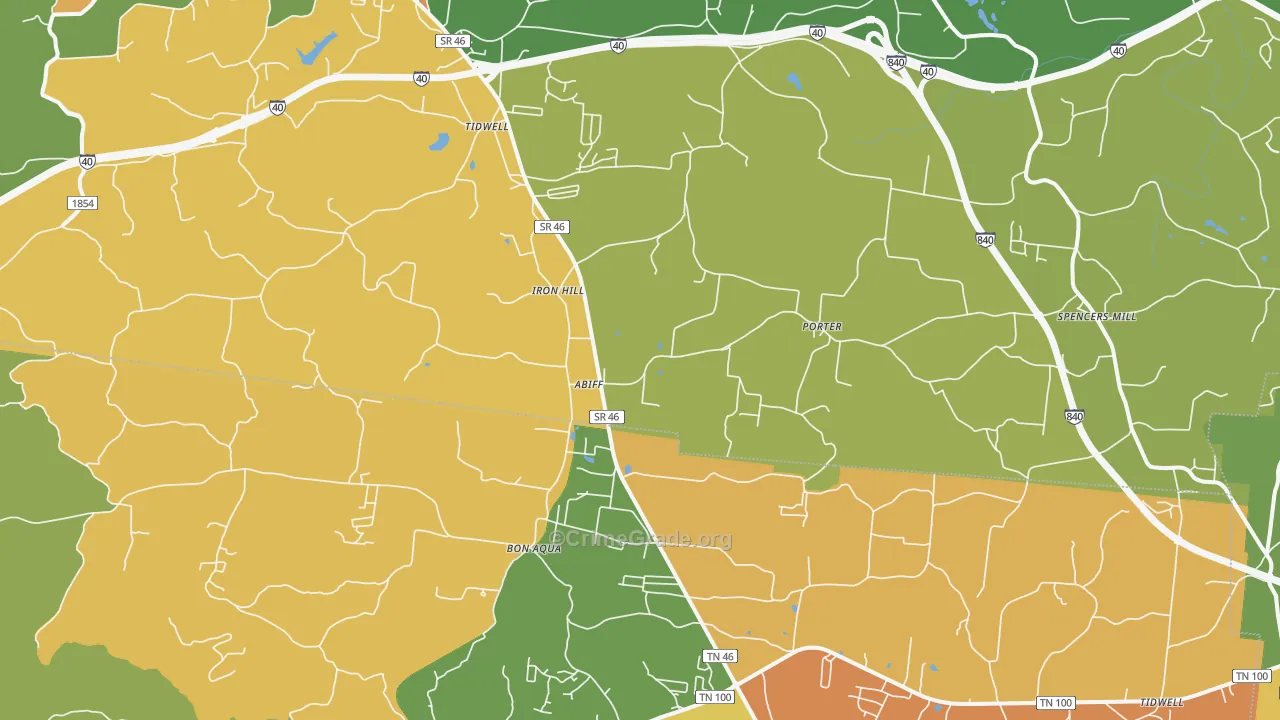 Tidwell, TN Map of Vandalism Rates