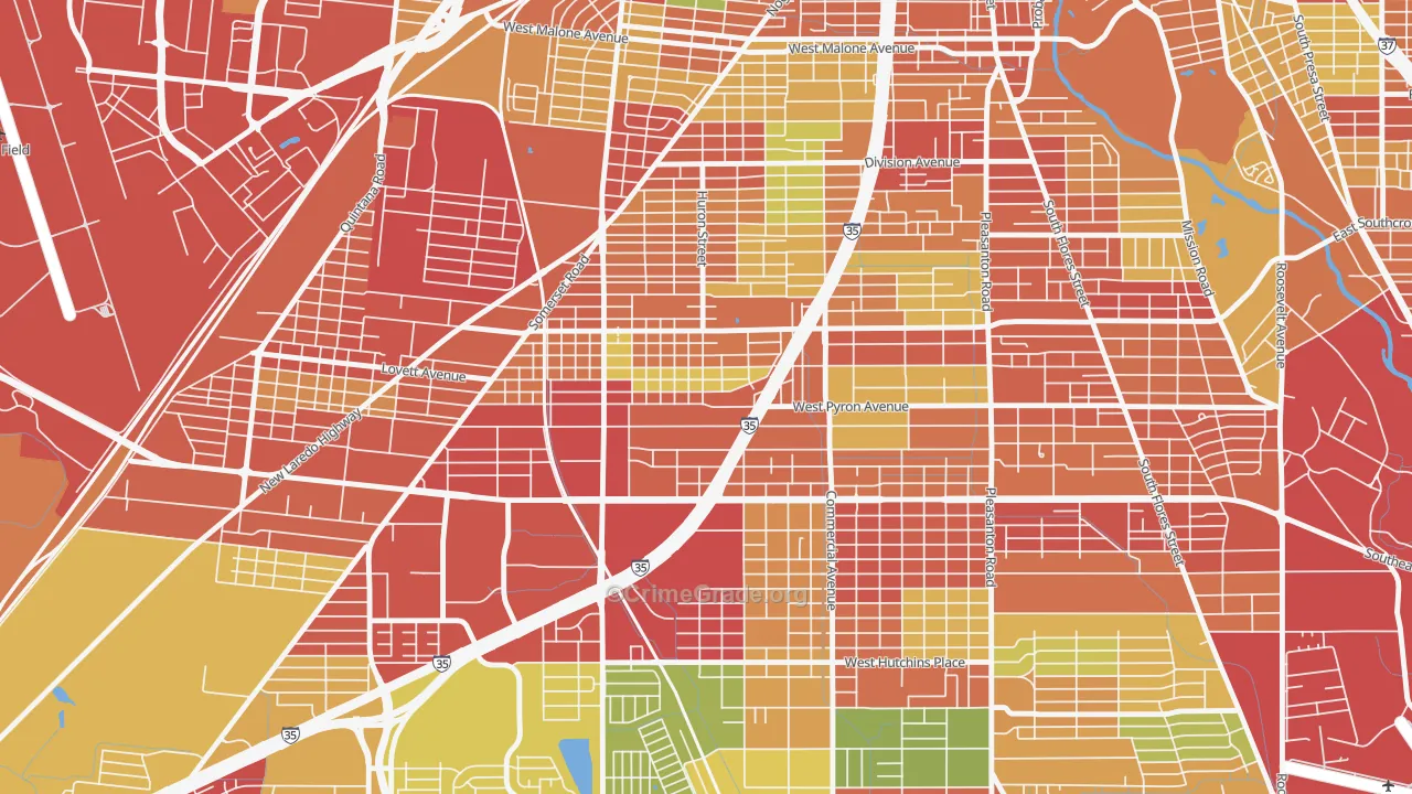 Tierra Linda, San Antonio, TX Map of Vandalism Rates