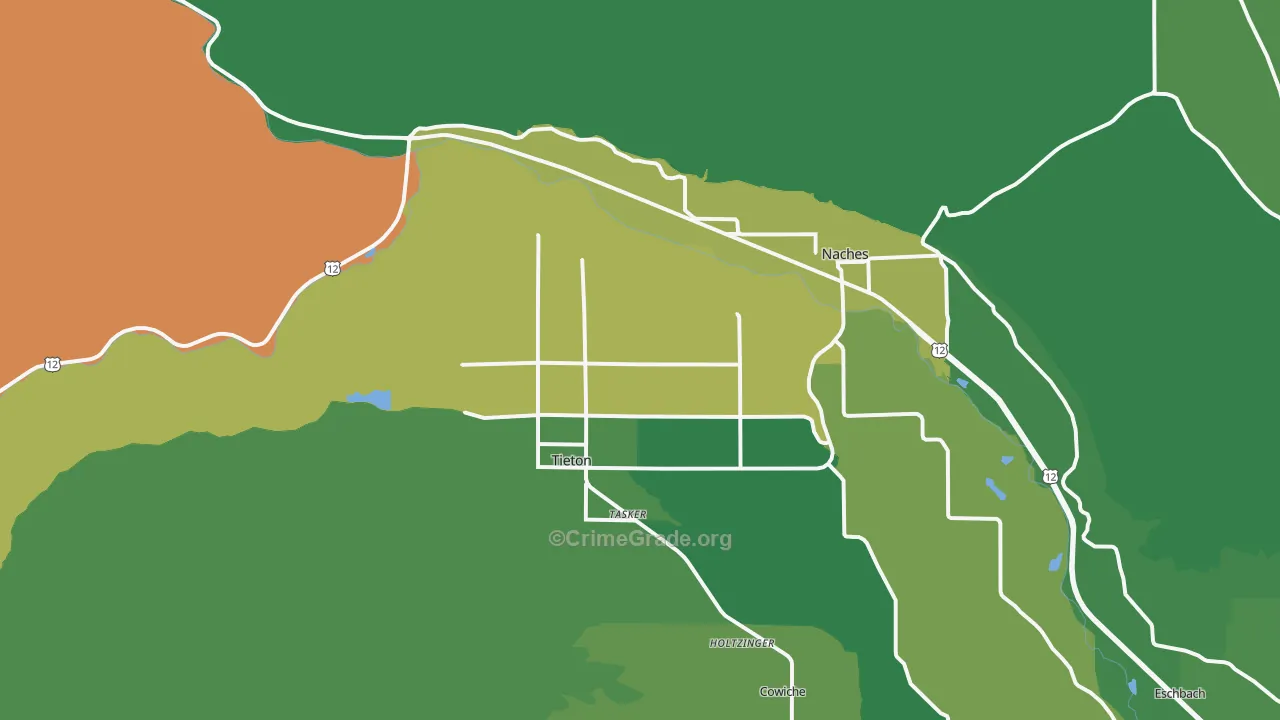Tieton, WA Map of Vandalism Rates