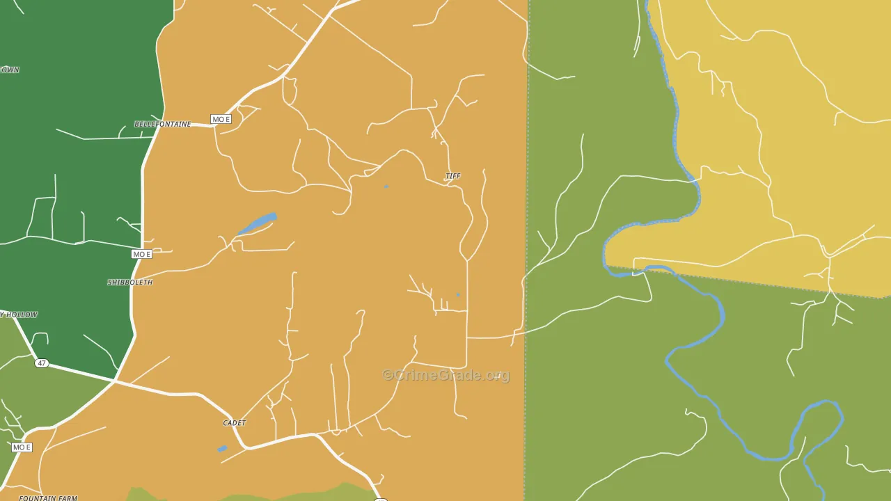 Tiff, MO Map of Vandalism Rates