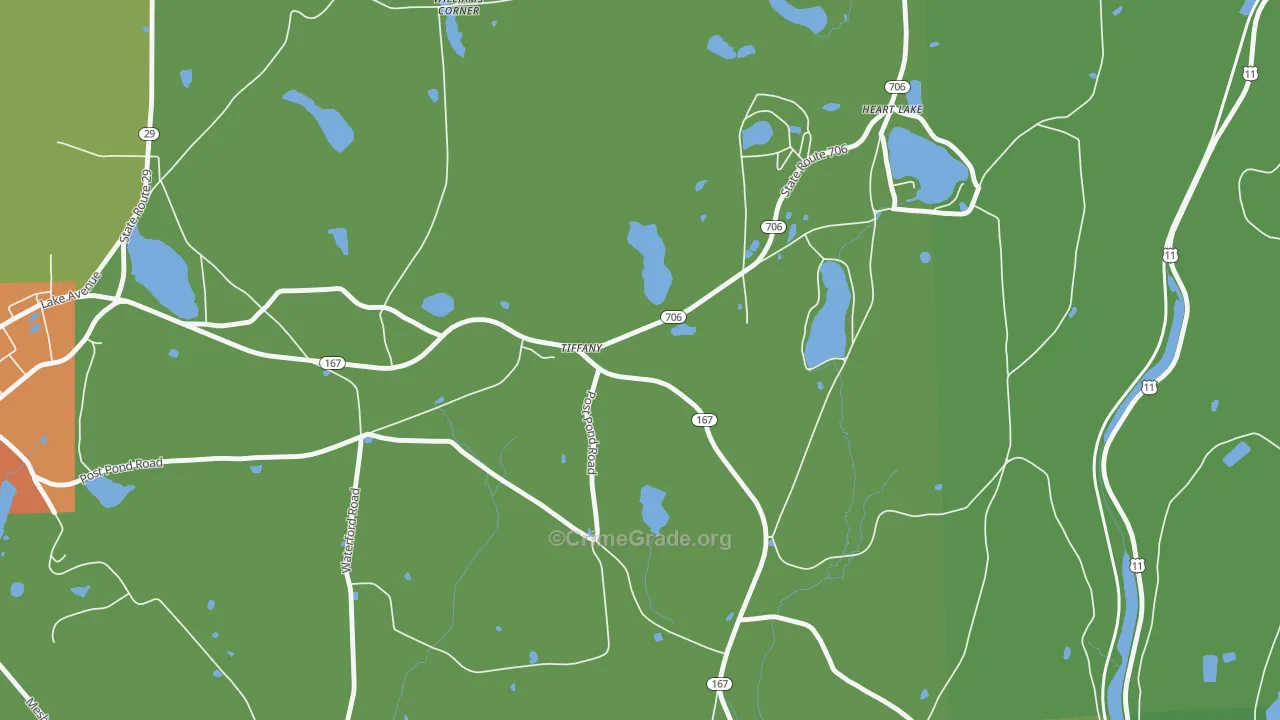 Tiffany, PA Map of Vandalism Rates