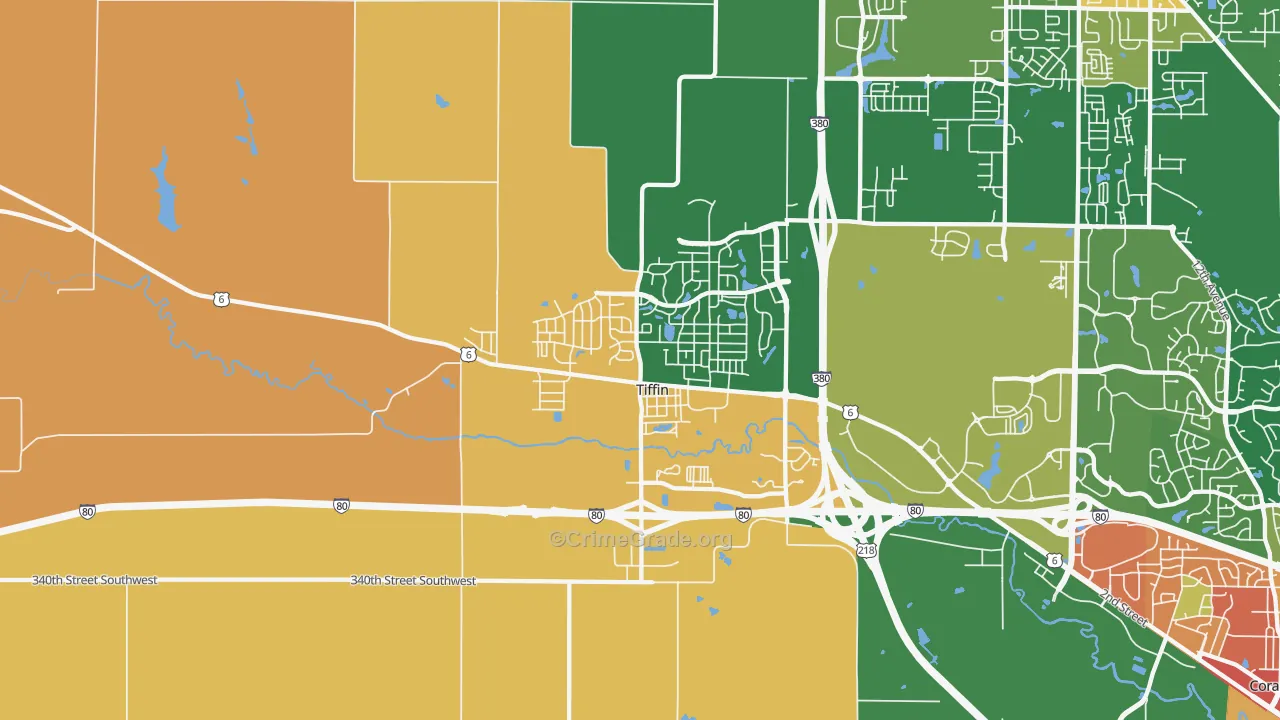 Tiffin, IA Map of Vandalism Rates