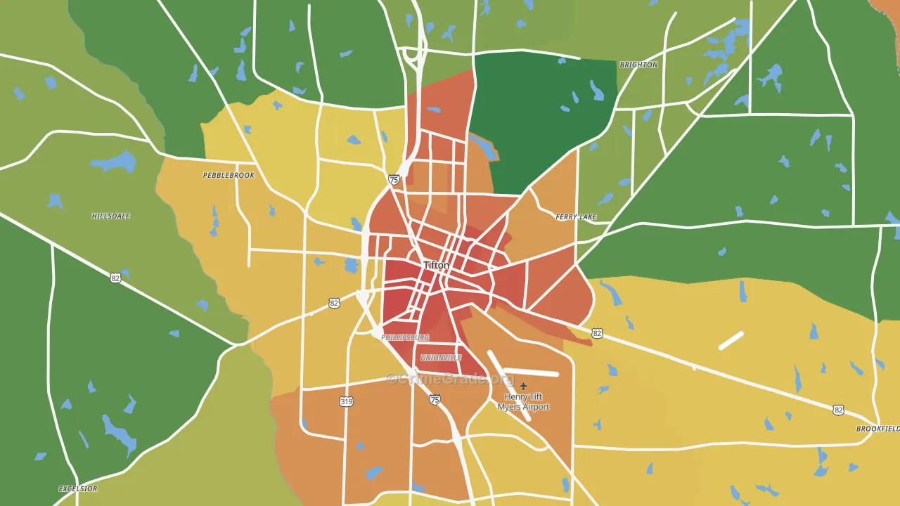 Tifton, GA Map of Vandalism Rates