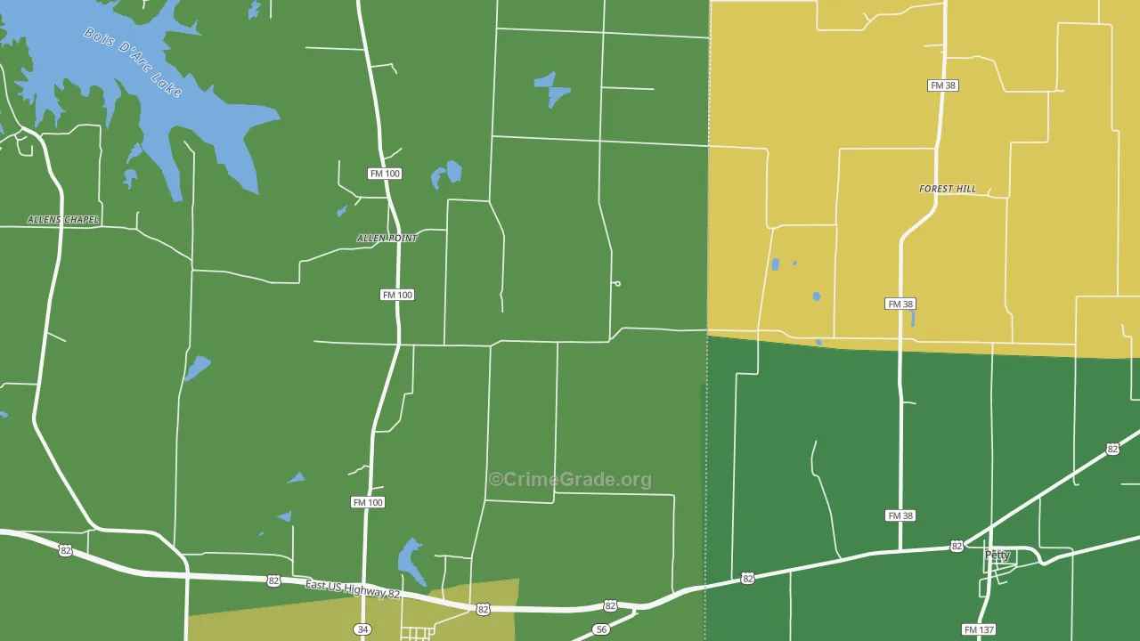 Tigertown, TX Map of Vandalism Rates