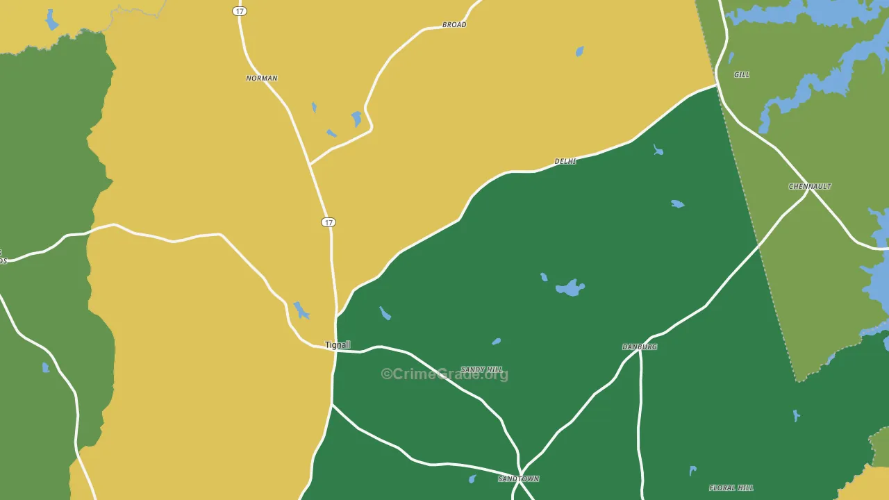 Tignall, GA Map of Vandalism Rates