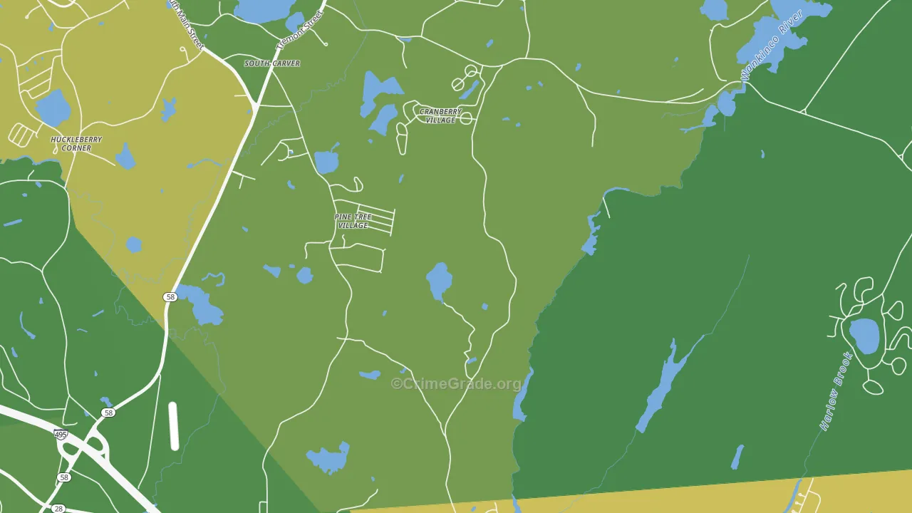 Tihonet, MA Map of Vandalism Rates