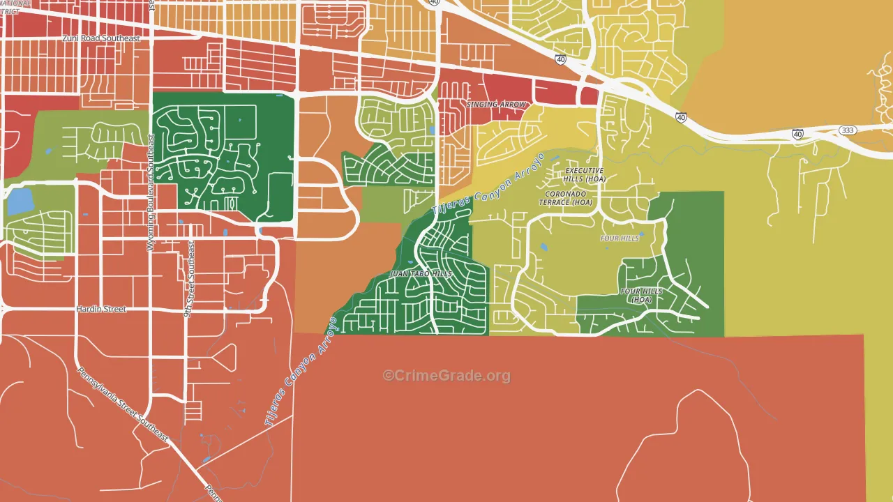 Tijeras Arroyo, Albuquerque, NM Map of Vandalism Rates