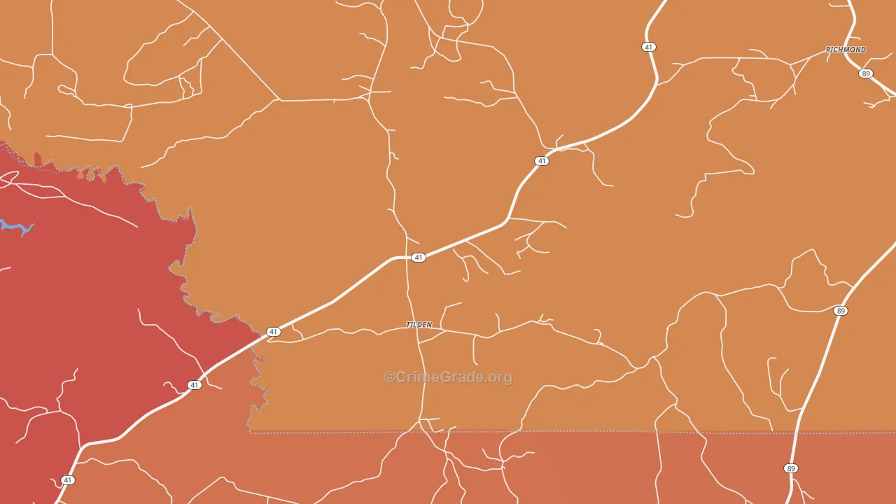 Tilden, AL Map of Vandalism Rates