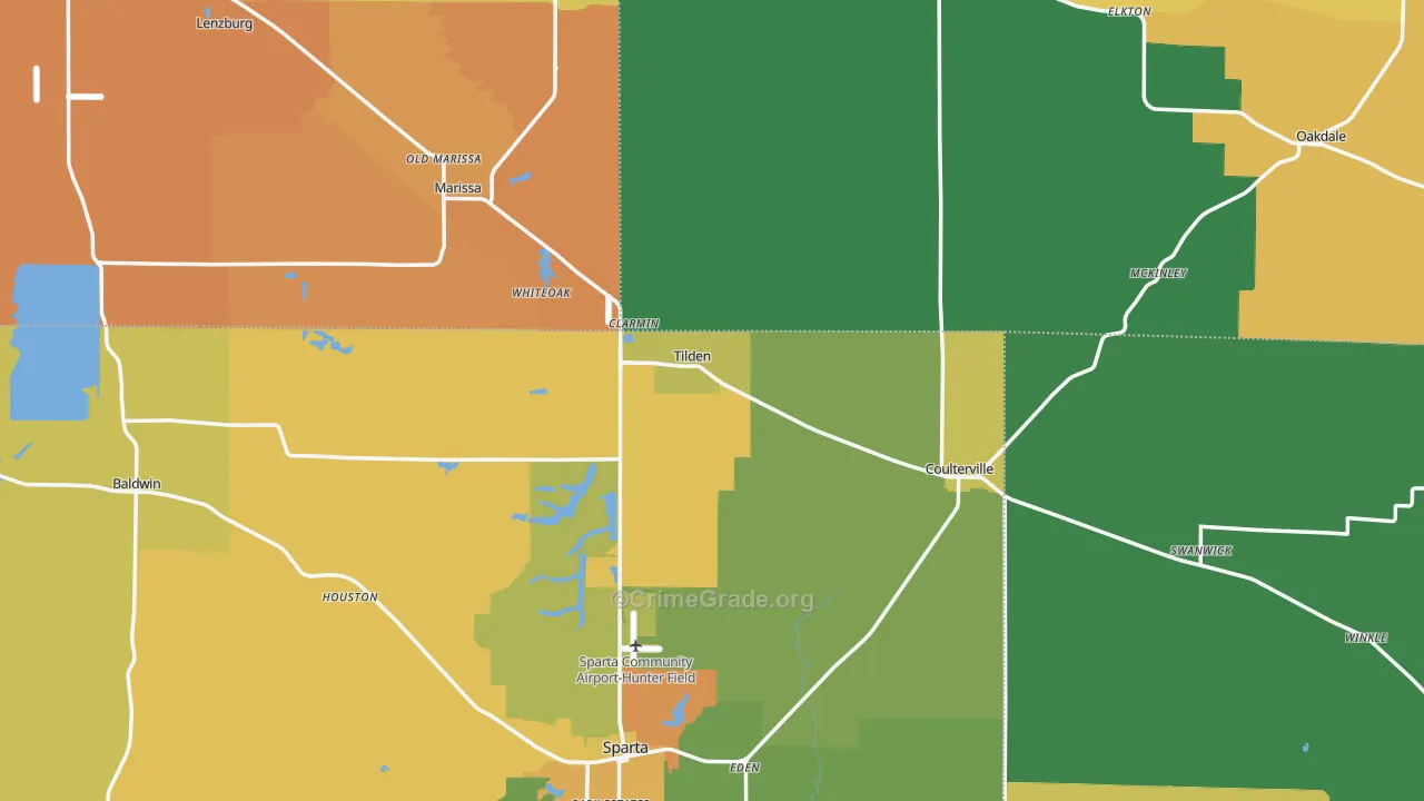 Tilden, IL Map of Vandalism Rates