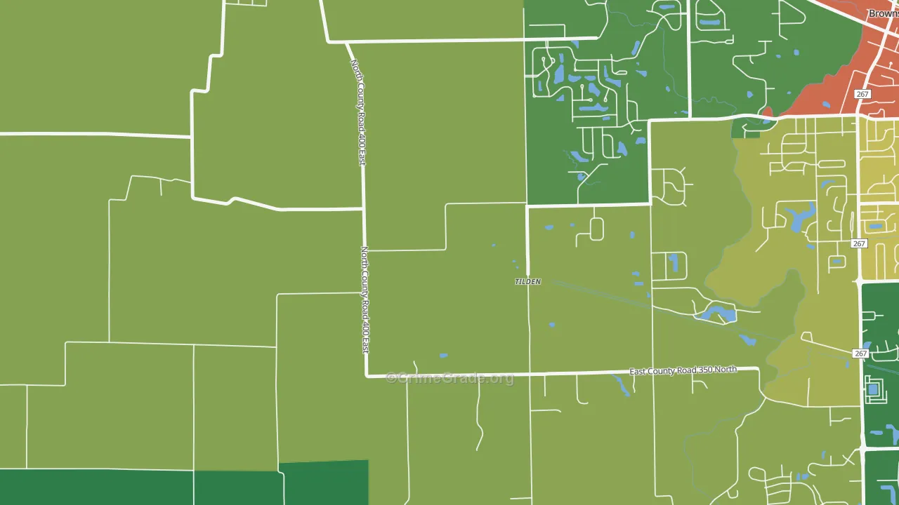 Tilden, IN Map of Vandalism Rates