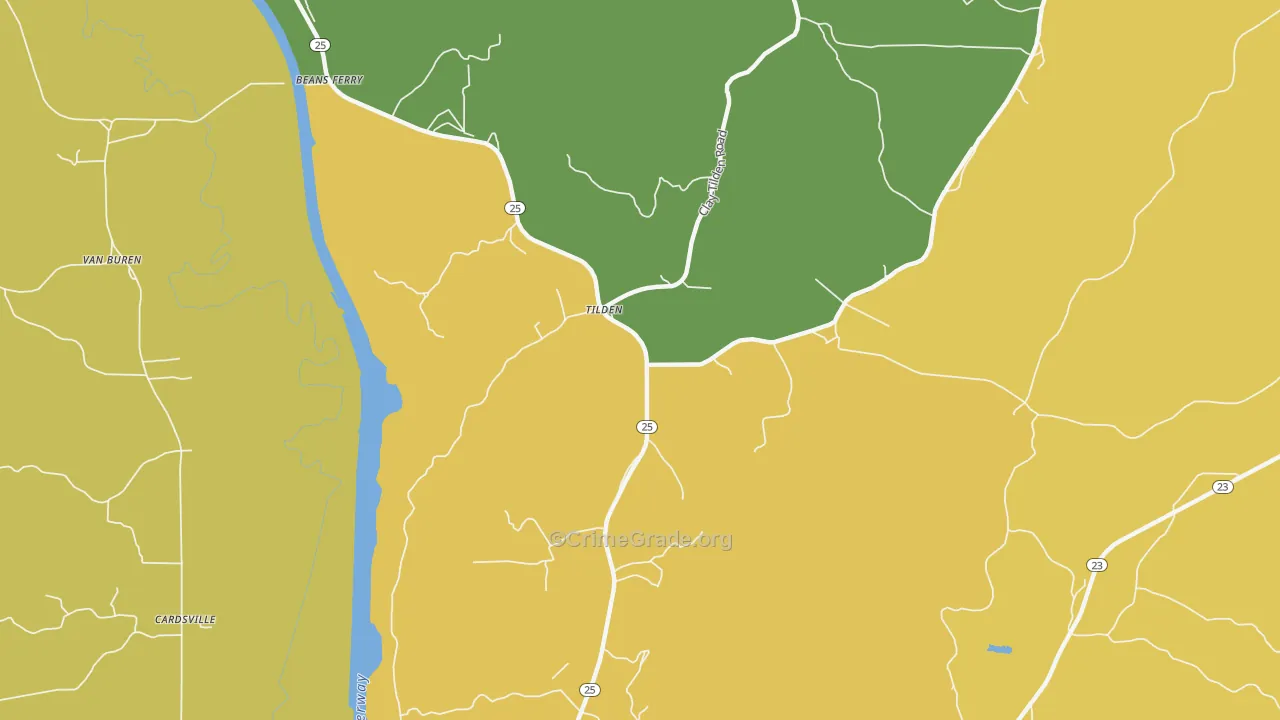 Tilden, MS Map of Vandalism Rates