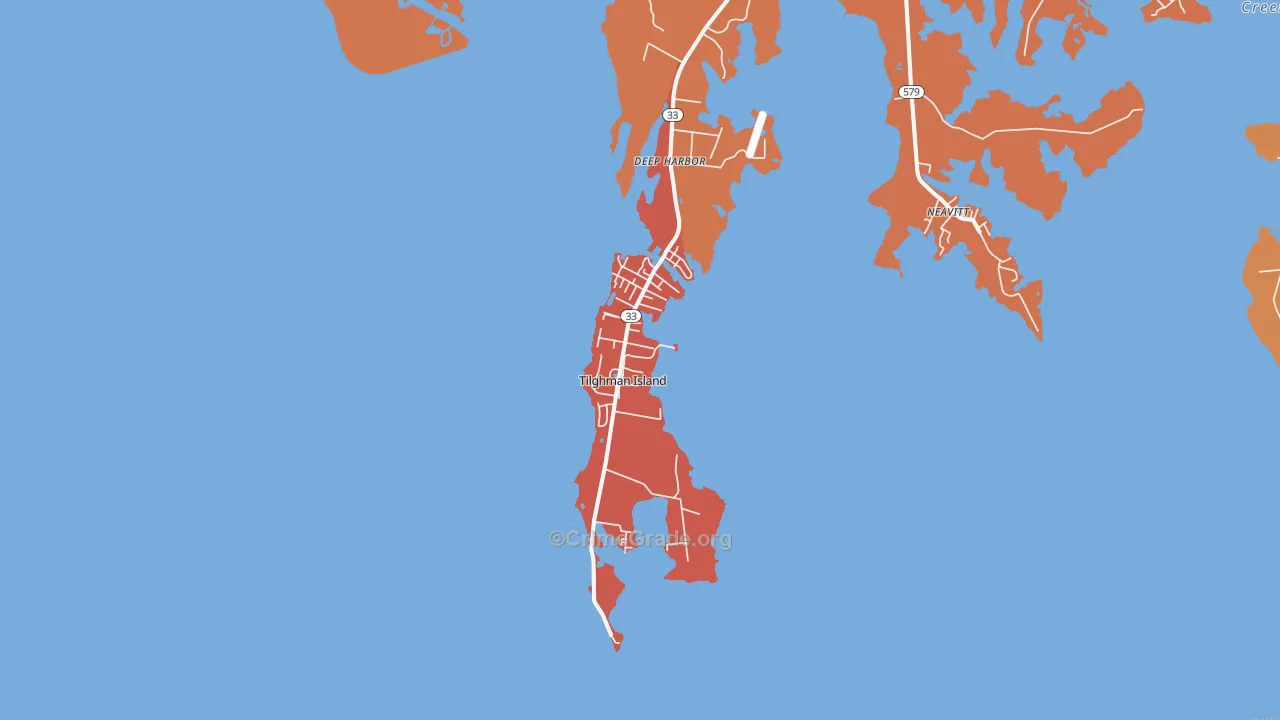 Tilghman, MD Map of Vandalism Rates
