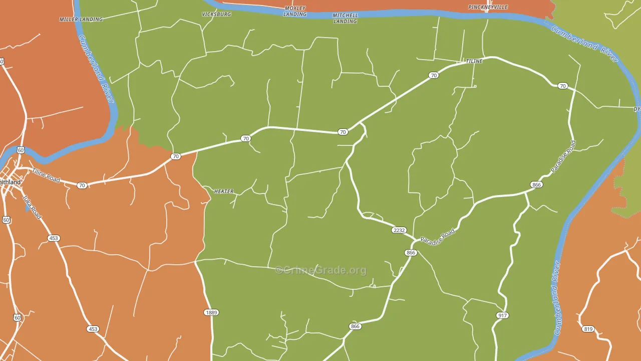 Tiline, KY Map of Vandalism Rates