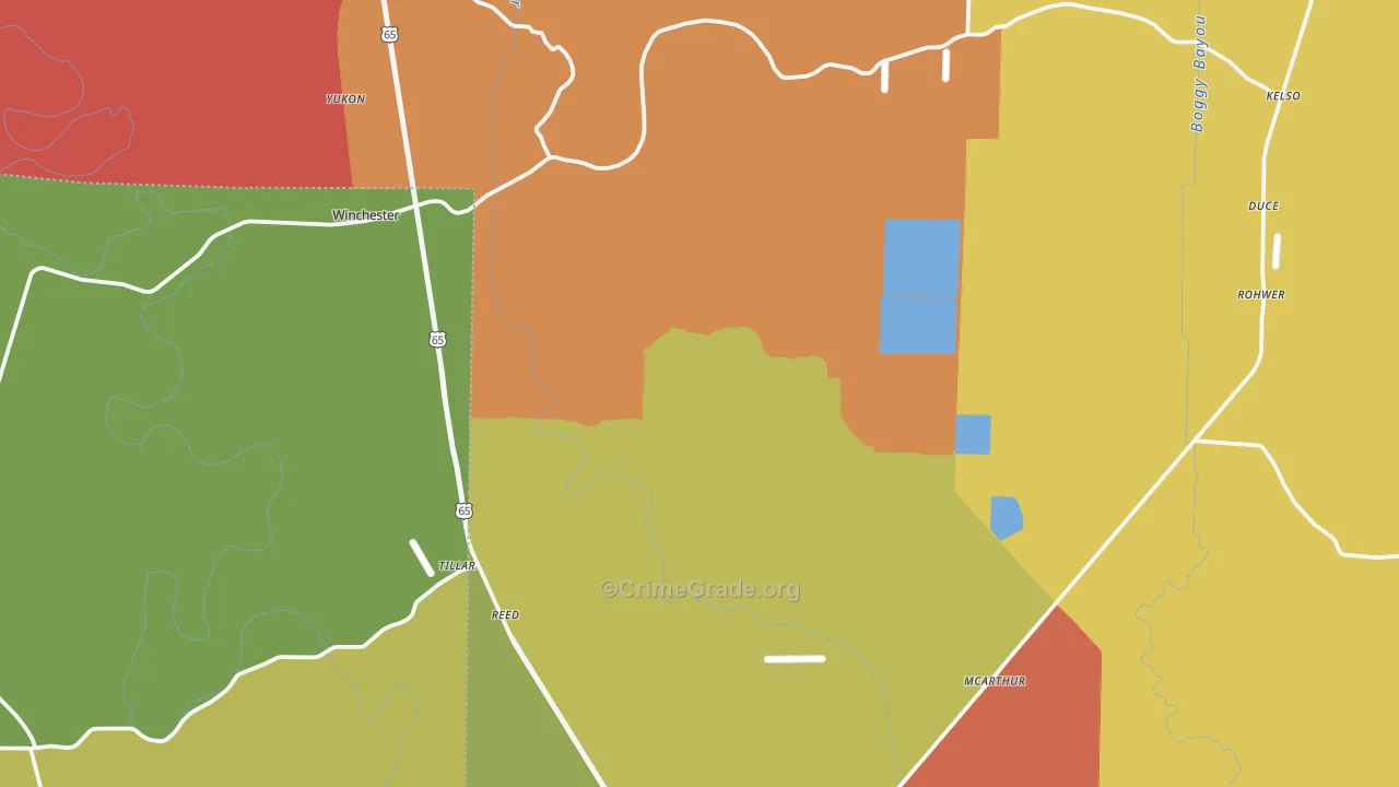 Tillar, AR Map of Vandalism Rates