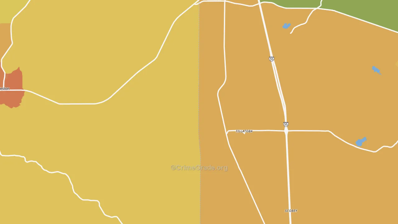 Tillatoba, MS Map of Vandalism Rates