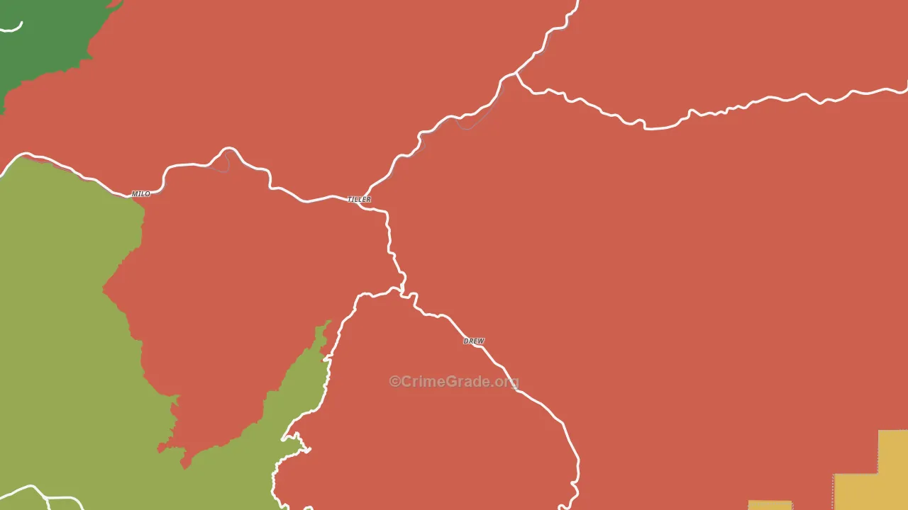 Tiller, OR Map of Vandalism Rates
