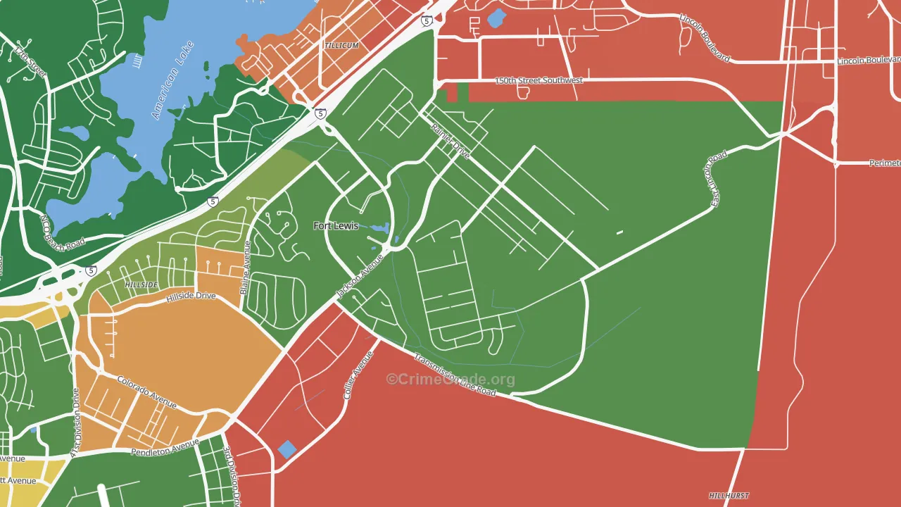 Tillicum, WA Map of Vandalism Rates