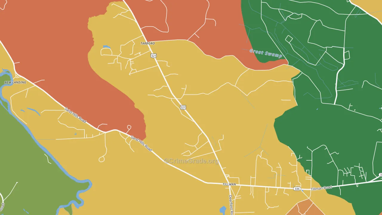 Tillman, SC Map of Vandalism Rates