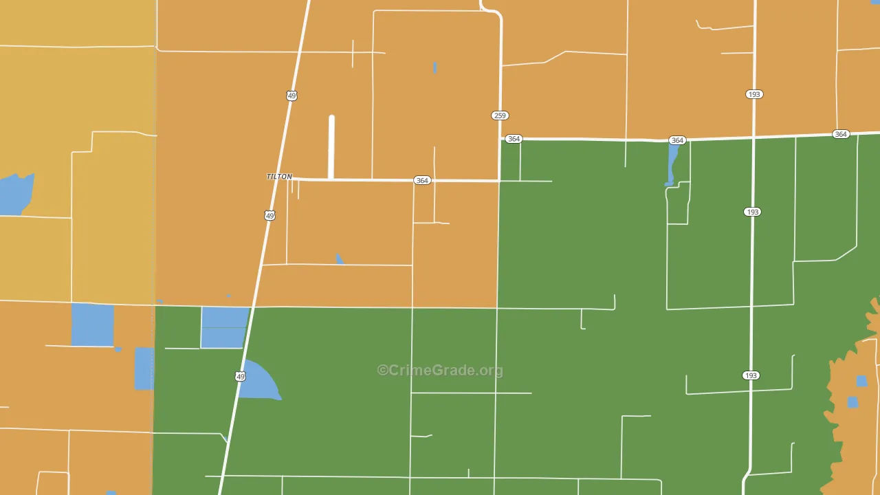 Tilton, AR Map of Vandalism Rates