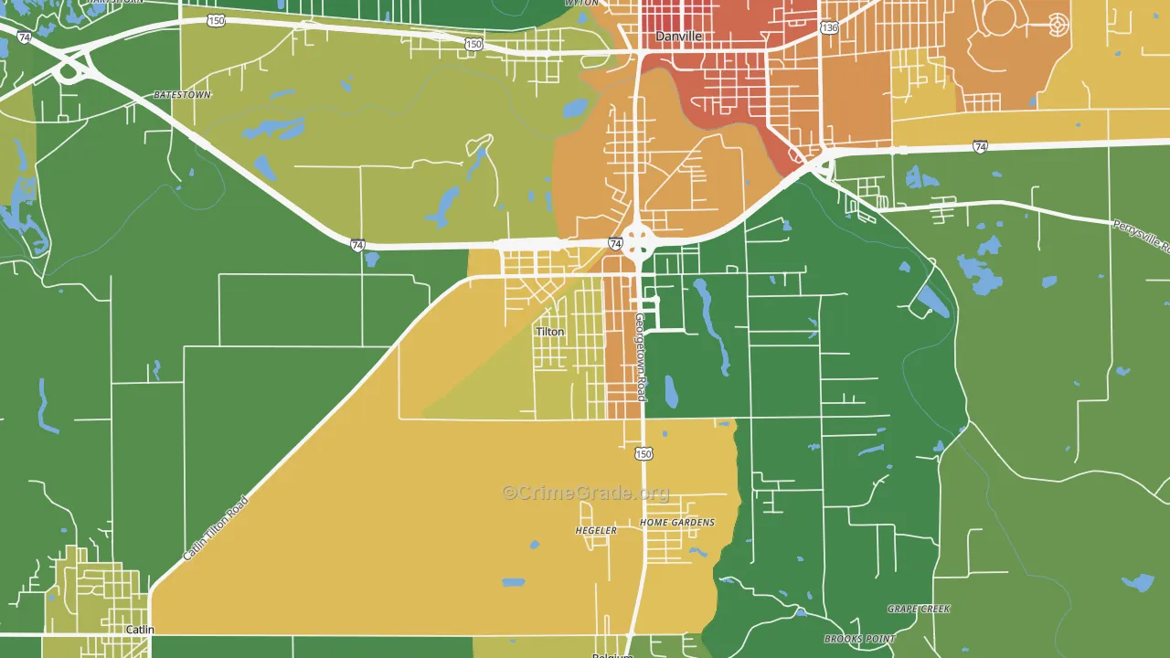Tilton, IL Map of Vandalism Rates