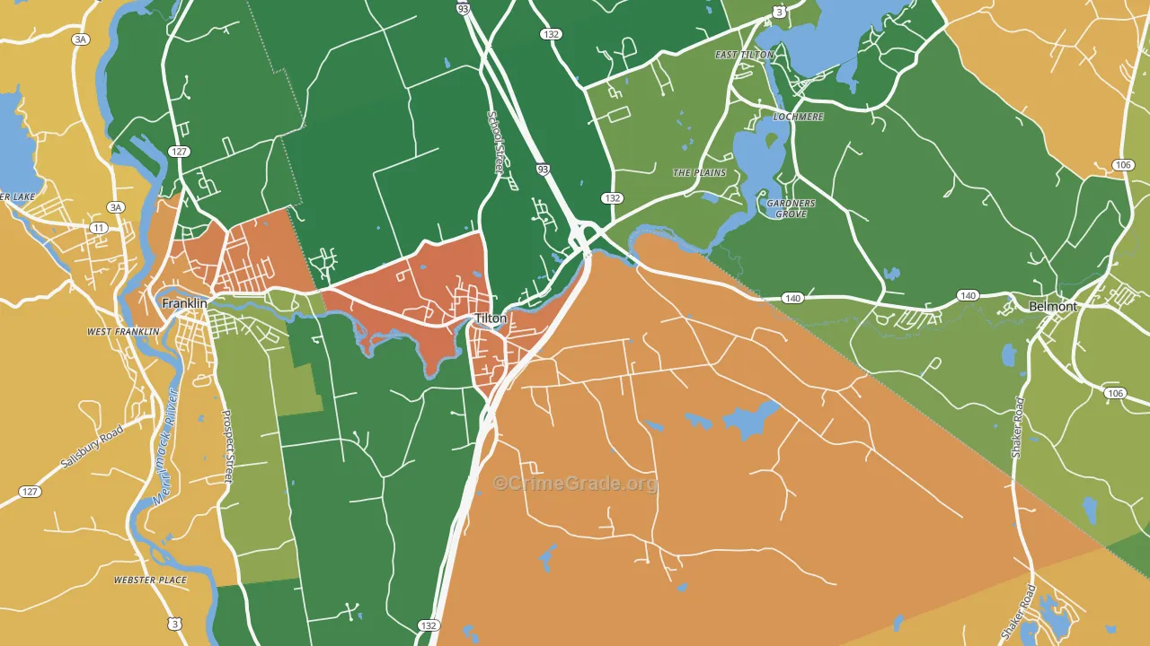 Tilton, NH Map of Vandalism Rates
