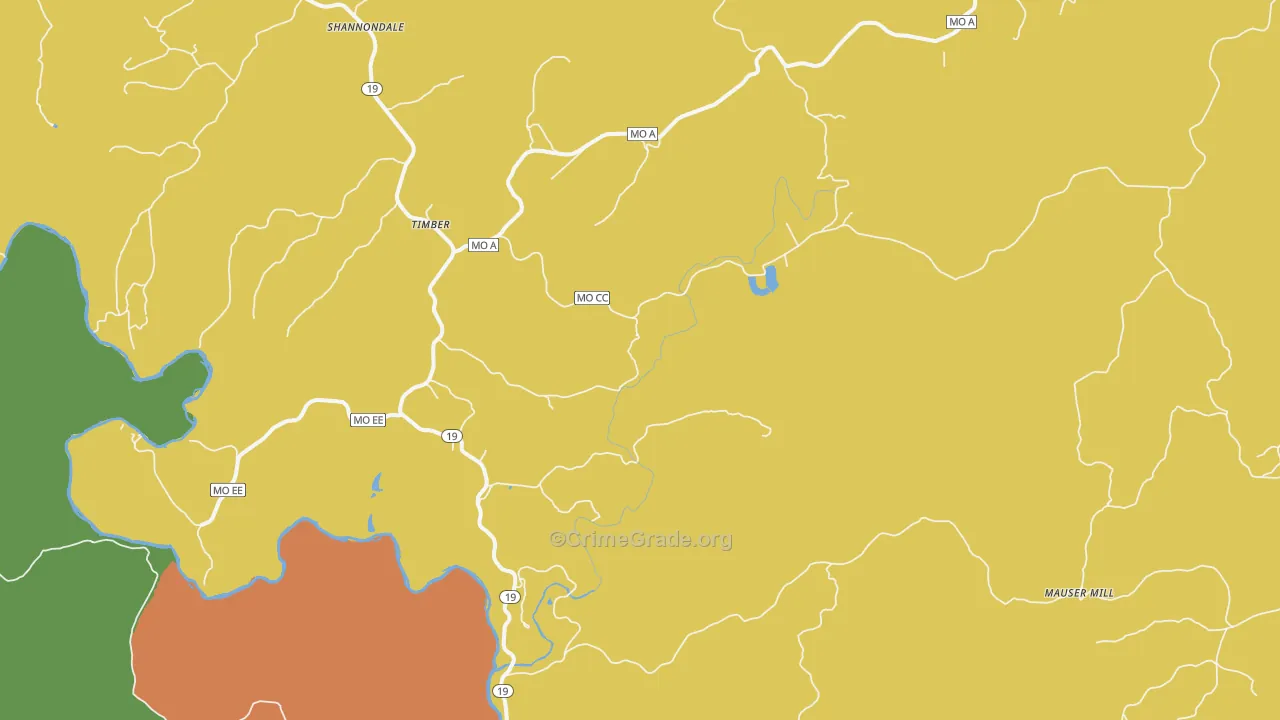 Timber, MO Map of Vandalism Rates