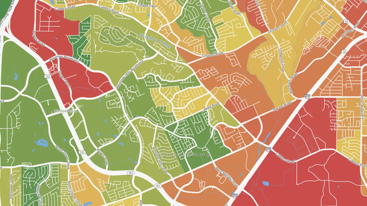 Timber Ridge, San Antonio, TX Map of Vandalism Rates